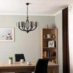 Lysekrone AV-7002-1876-6BSY med glasskærme