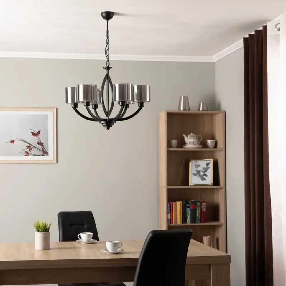 Lysekrone AV-7002-1876-6BSY med glasskærme