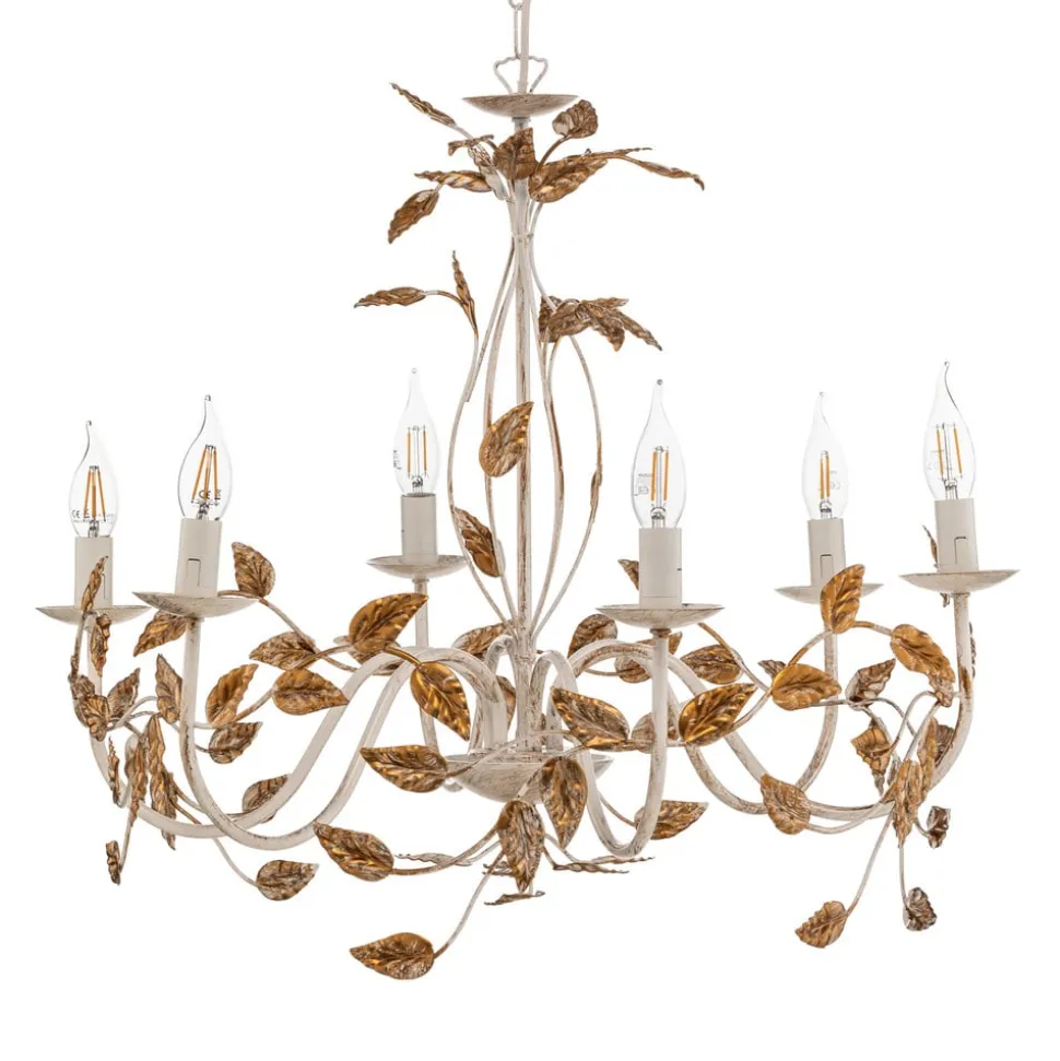Lysekrone Collana metal 6 lyskilder elfenben