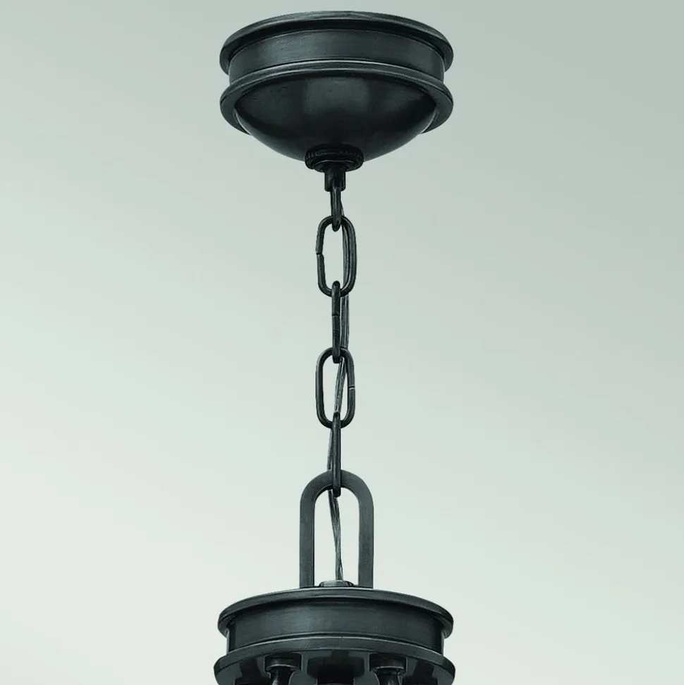 Lysekrone Collier, 5 lyskilder, sort, stål, glas, E27