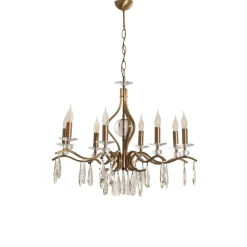 Lysekrone Elizabeth Ø80cm metal/krystal 8flg. antik guld