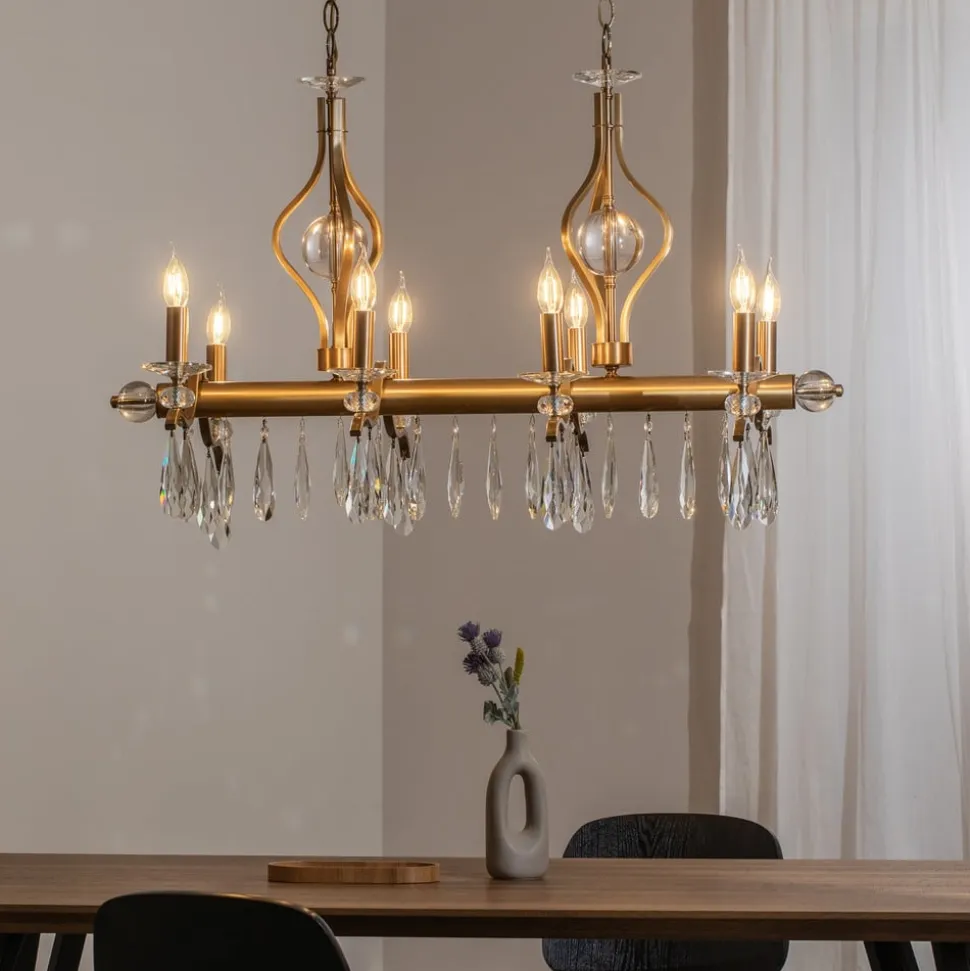 Lysekrone Elizabeth 105x55 cm metal/glas 8flg. antik guld