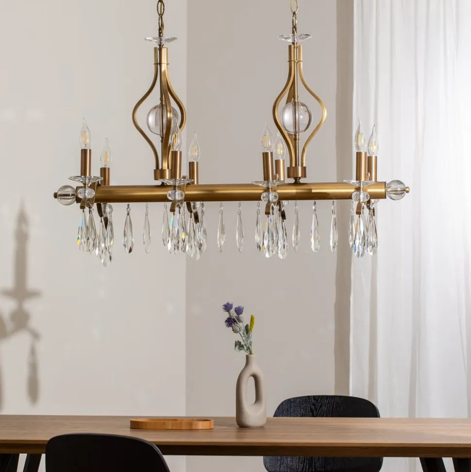 Lysekrone Elizabeth 105x55 cm metal/glas 8flg. antik guld