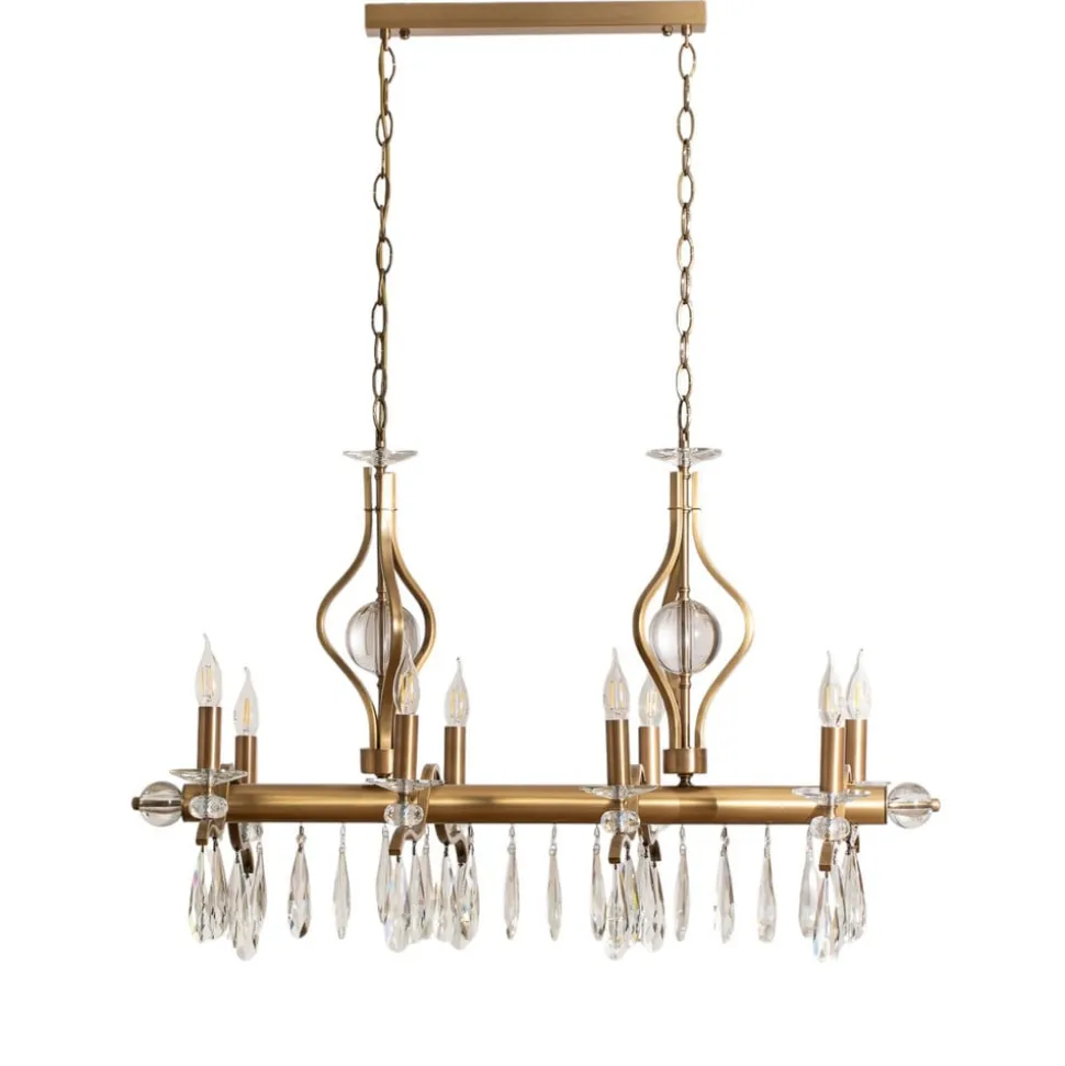 Lysekrone Elizabeth 105x55 cm metal/glas 8flg. antik guld
