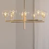 Lysekrone Feme, guldfarvet, glas, 10 lyskilder, G9
