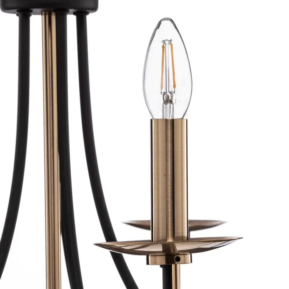 Lysekrone Ferra, messing antik, 5 lyskilder