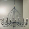 Lysekrone Filo, 16-flammet, blå-sort, metal, Ø 140 cm
