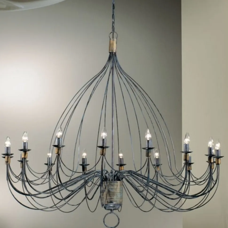 Lysekrone Filo, 16-flammet, blå-sort, metal, Ø 140 cm