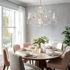 Lysekrone Florina med blomsterdekoration, 3 lyskilder