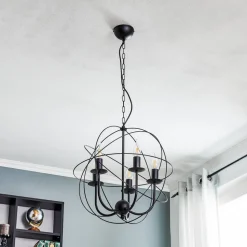 Lysekrone Globe med 5 lyskilder, sort