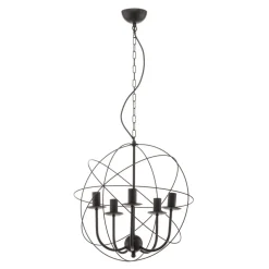 Lysekrone Globe med 5 lyskilder, sort