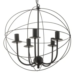 Lysekrone Globe med 5 lyskilder, sort