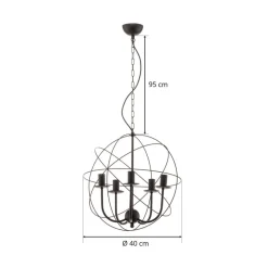 Lysekrone Globe med 5 lyskilder, sort