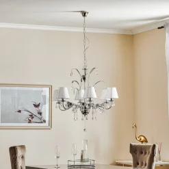 Lysekrone Jacqueline, 6 lyskilder, hvid