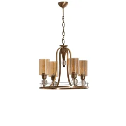 Lysekrone Jadina, guld antik, 4 lyskilder, Ø 50 cm metal/glas
