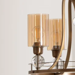 Lysekrone Jadina, guld antik, 4 lyskilder, Ø 50 cm metal/glas