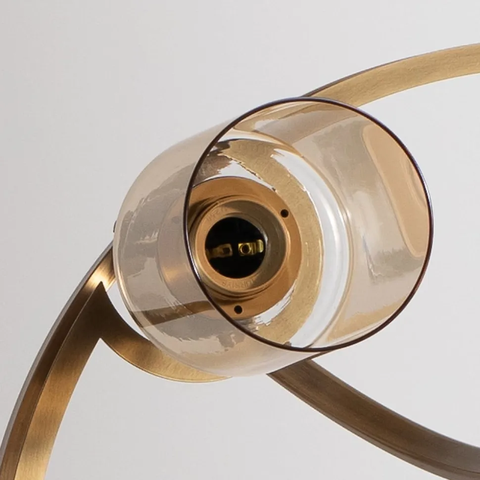 Lysekrone Jadina, guld antik, 6 lyskilder, Ø 62 cm metal/glas