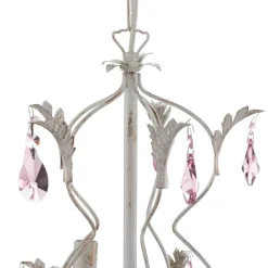 Lysekrone Kate, 5 lyskilder hvid, rosékrystaller