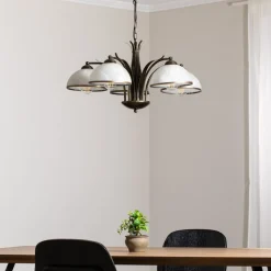 Lysekrone Korfu, 5 lyskilder, Ø 68 cm, antik guldfarve
