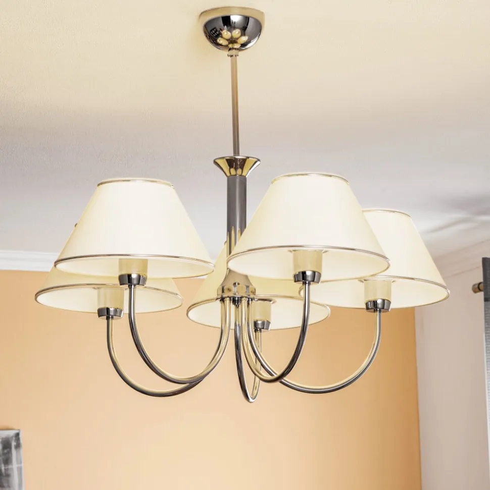 Lysekrone London krom/creme, 5 lyskilder