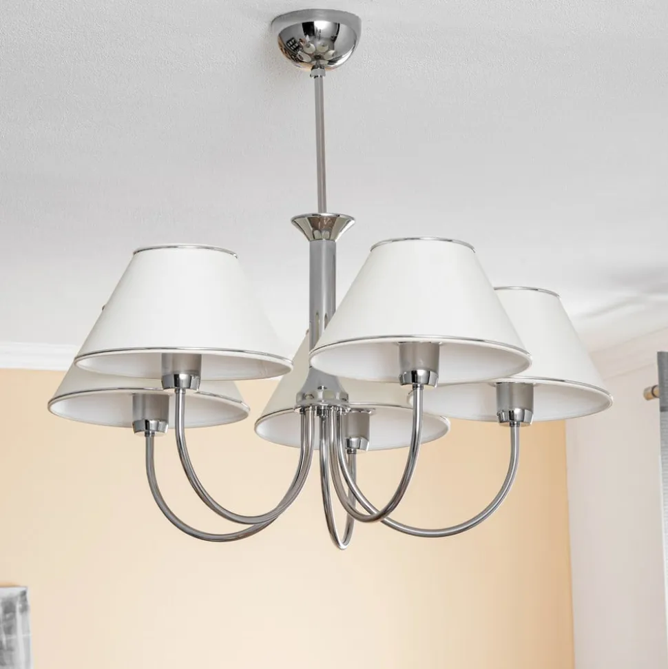 Lysekrone London krom/creme, 5 lyskilder