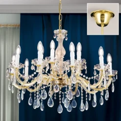 Lysekrone Marie Claire krystalglas 15-flammet