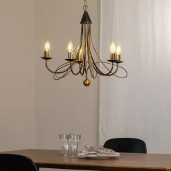 Lysekrone Milvia, 5 lyskilder, bronzefarvet, metal