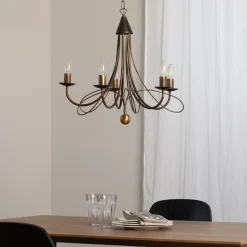 Lysekrone Milvia, 5 lyskilder, bronzefarvet, metal