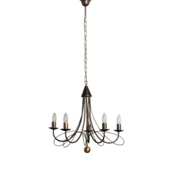 Lysekrone Milvia, 5 lyskilder, bronzefarvet, metal