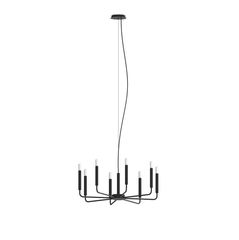 Lysekrone ORTO, sort, metal, Ø 73 cm, 8 lyskilder