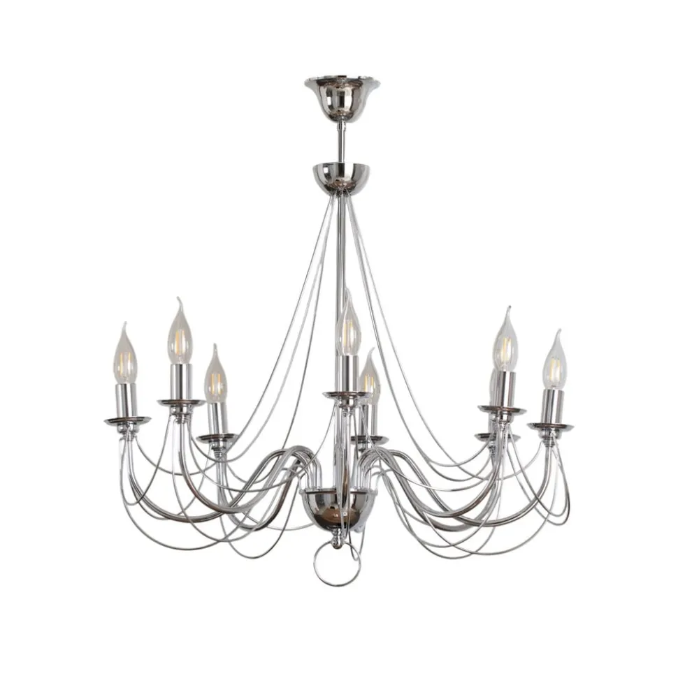 Lysekrone Retro, 8 lyskilder 75 cm, krom