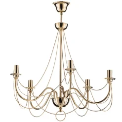 Lysekrone Retro, femarmet 75 cm, guld