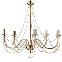 Lysekrone Retro, femarmet 75 cm, guld
