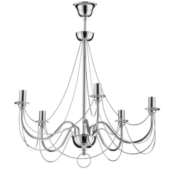 Lysekrone Retro i sølv, 6 lyskilder 75 cm ophæng
