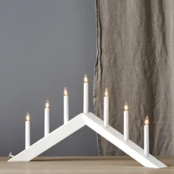 Lysestage Arrow, flad, 7-flamme, hvid
