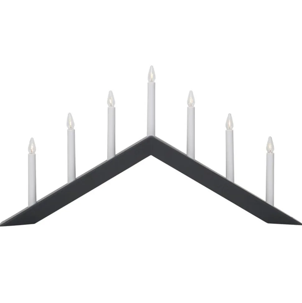 Lysestage Arrow, flad, 7-flamme, hvid