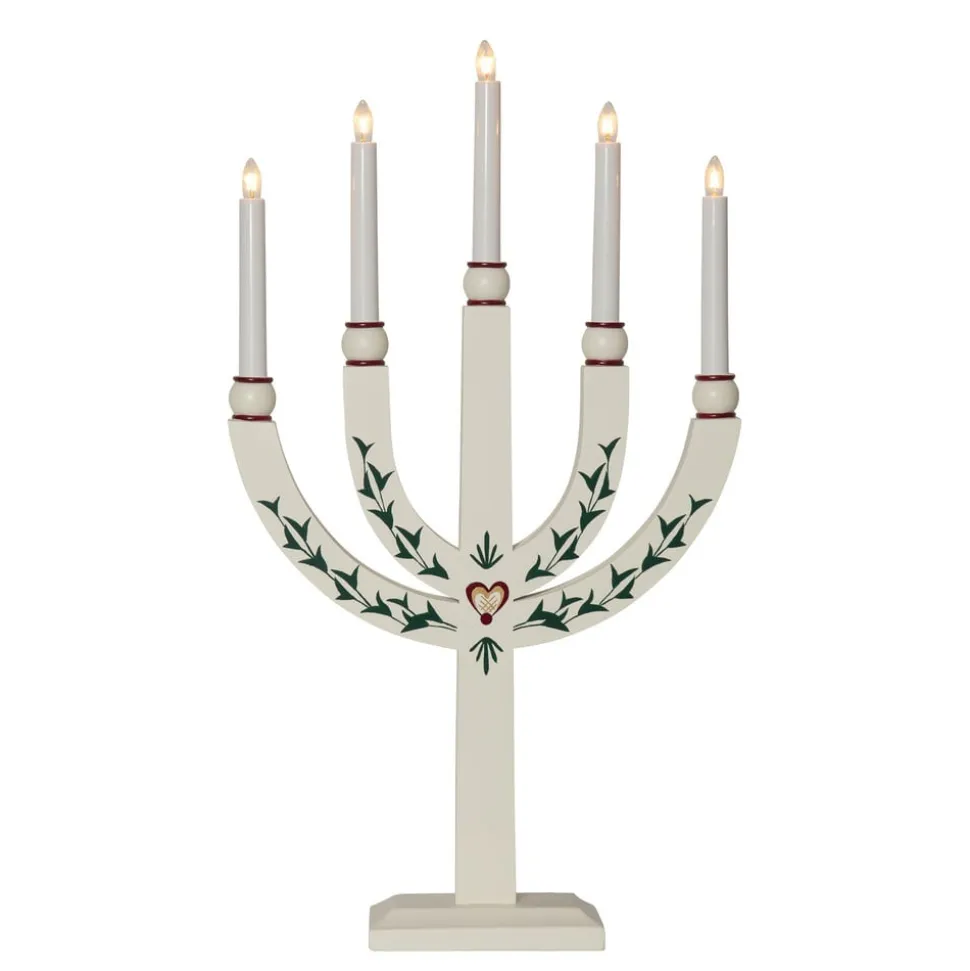Lysestage Elias Tradition femflammet hvid
