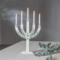 Lysestage Elias Tradition femflammet hvid