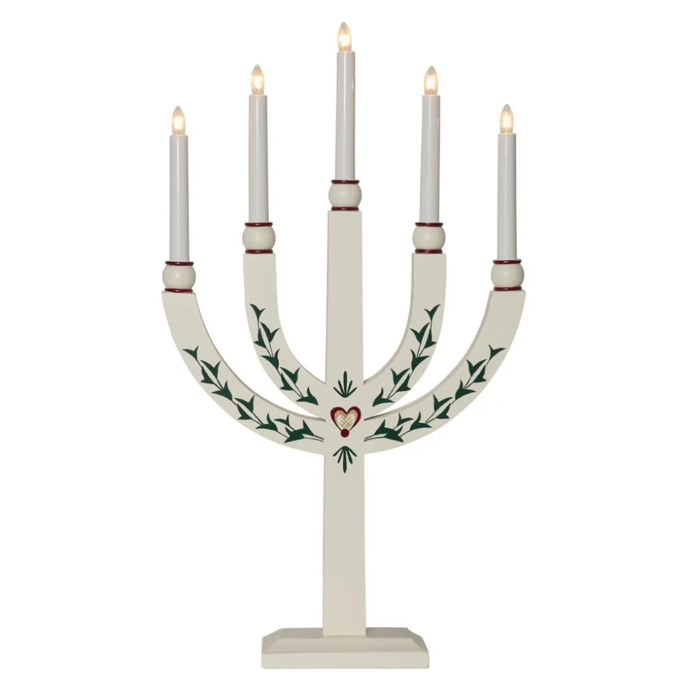 Lysestage Elias Tradition femflammet hvid