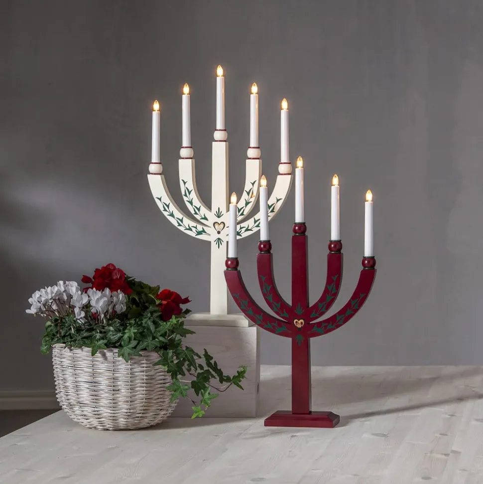 Lysestage Elias Tradition femflammet hvid