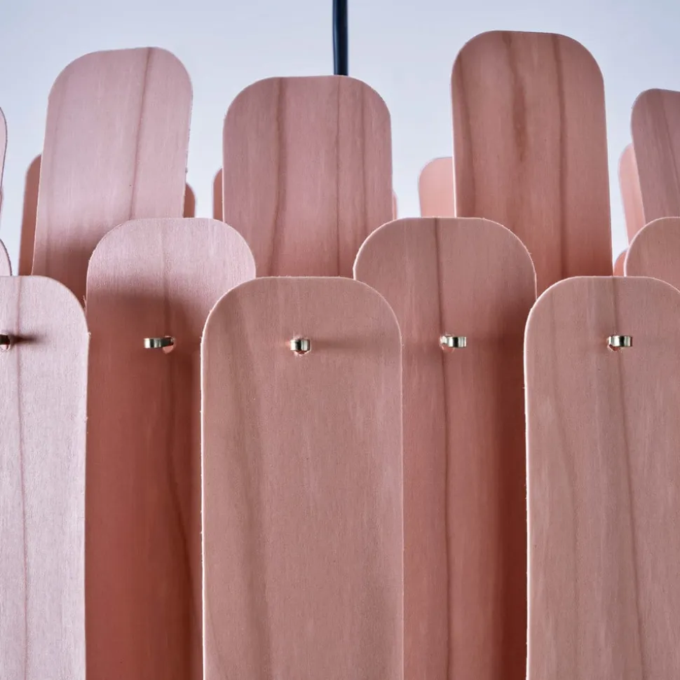 LZF Maruja træ-pendellampe, rosa