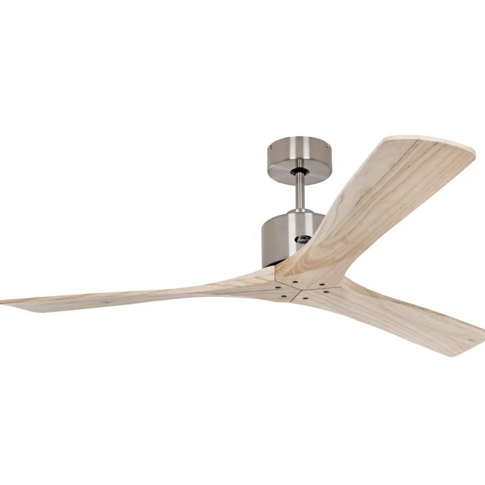 Macau loftventilator, krom, lyst naturtræ