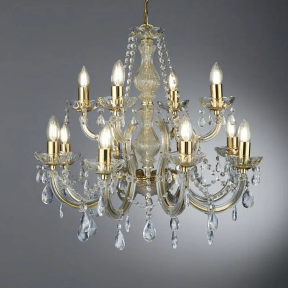 MARIE THERESE lysekrone m. 12 pærer, messing
