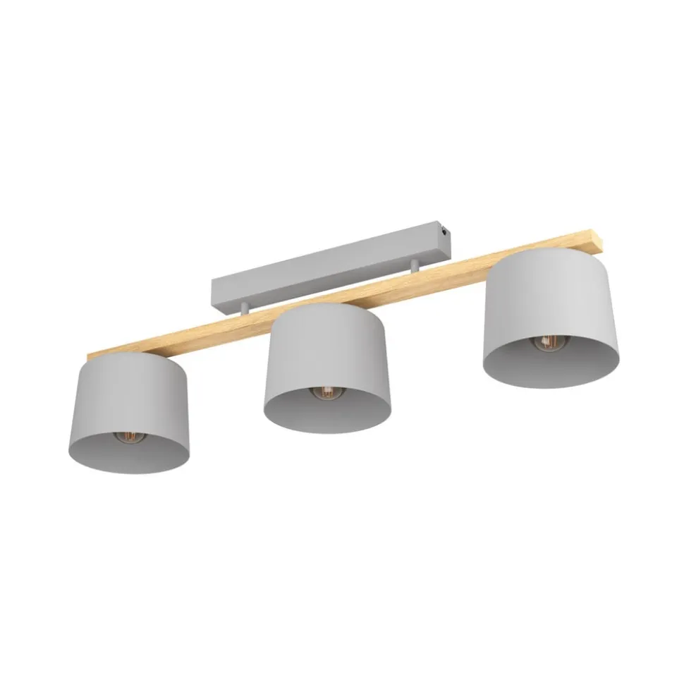 Mariel 3-lys loftslampe lysegrå naturtræ
