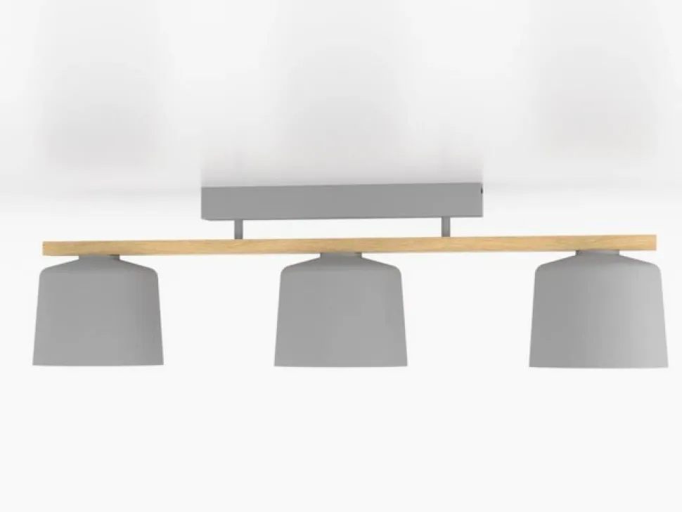Mariel 3-lys loftslampe lysegrå naturtræ