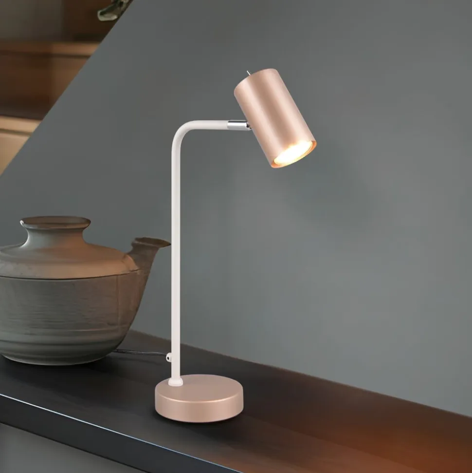 Marley bordlampe, brun/lysegrå, højde 45 cm, metal