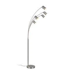 Marley gulvlampe, nikkel, højde 200 cm, 5 lyskilder, metal