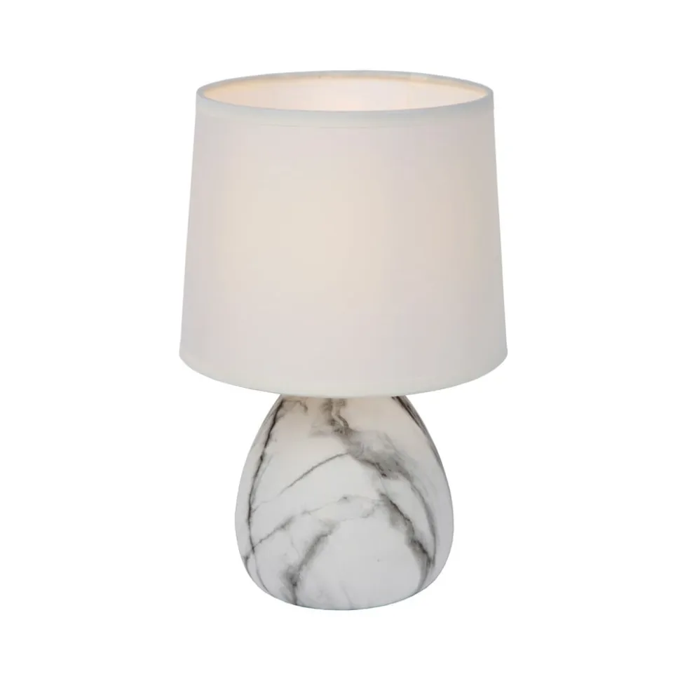 Marmo bordlampe med keramisk fod, hvid