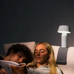 MARSET Bicoca LED-bordlampe, batteri, perlehvid
