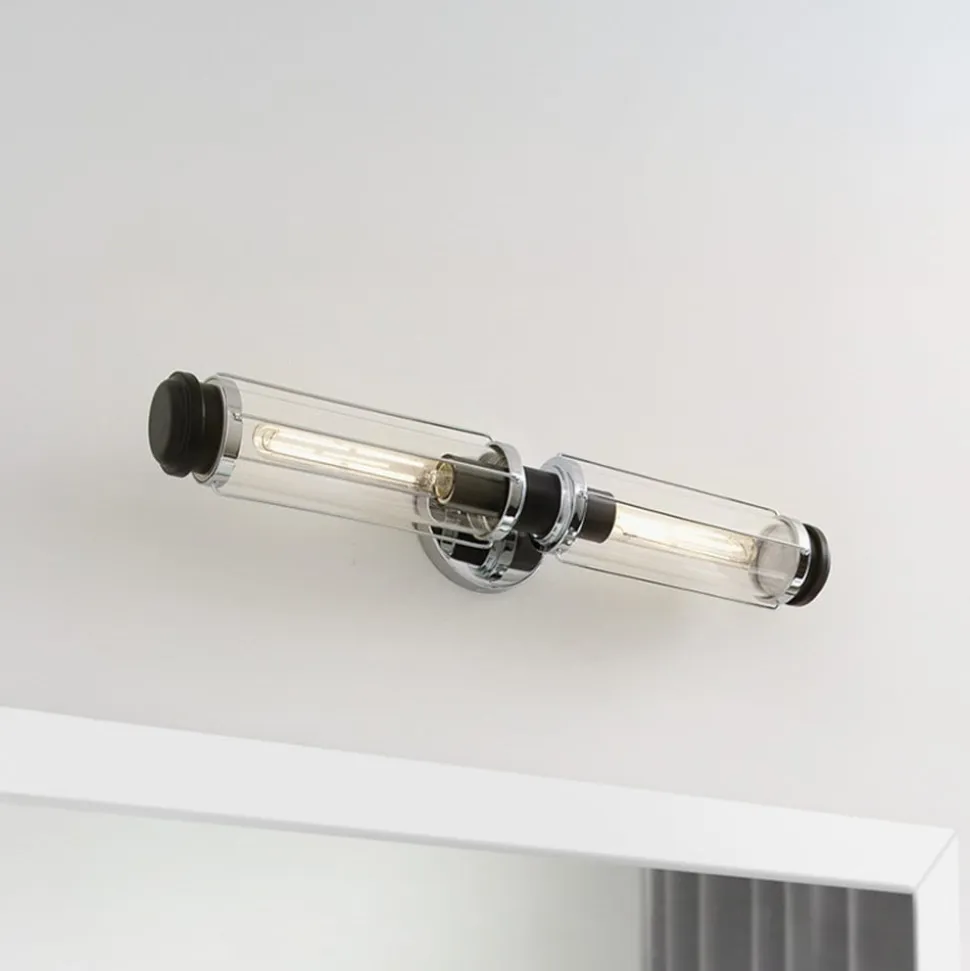 Masthead væglampe til badeværelset, krom, 2 lyskilder, højde 61 cm, IP44